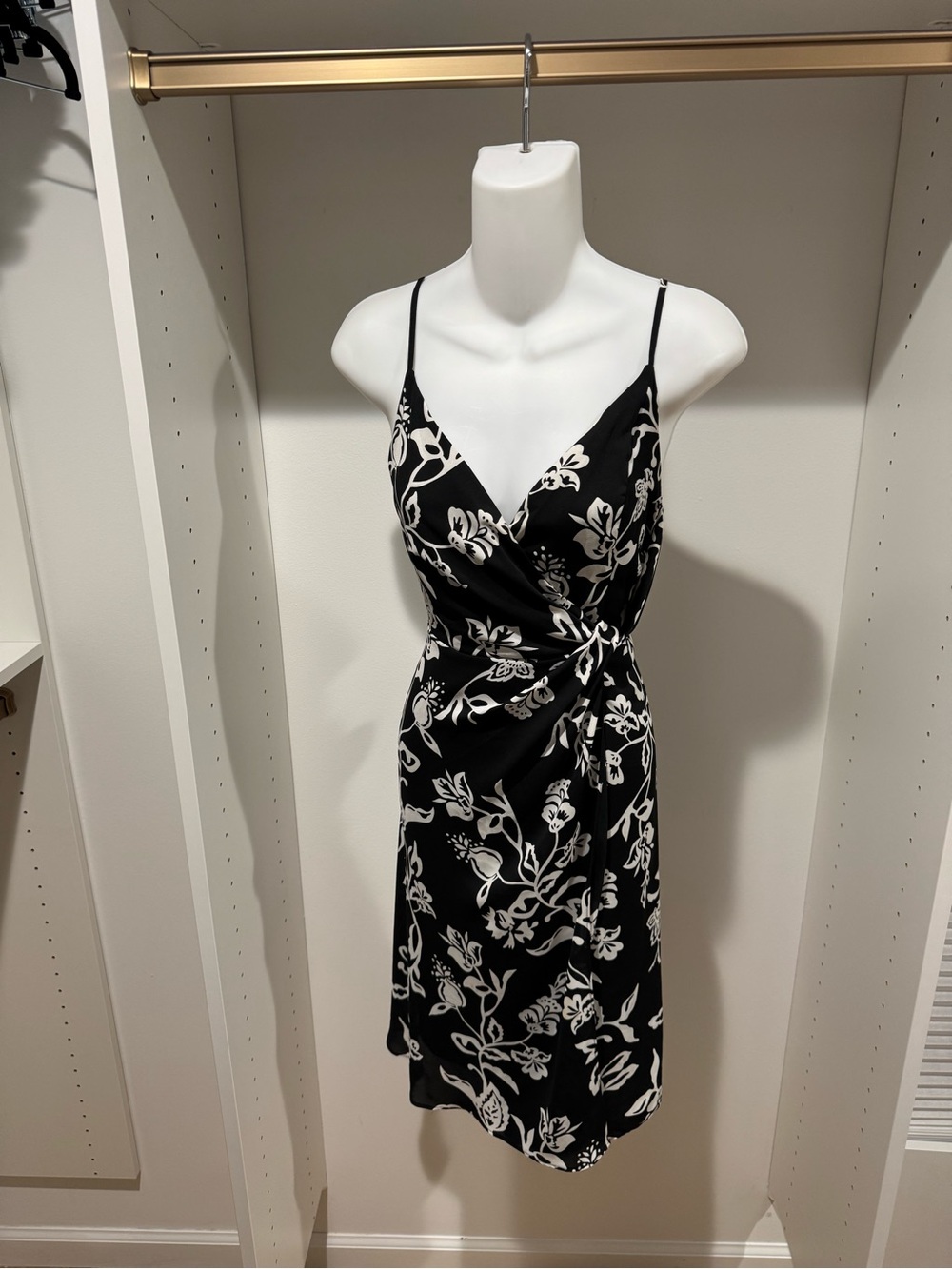 Express Black and White Floral Slip Mini Dress
